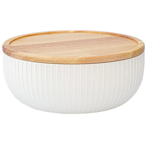 <span class=keywords><strong>Bol</strong></span> en céramique en gros avec couvercle en bois, vaisselle de restaurant pour soupes, salades, fruits, pour fêtes et table de cuisine - Product Image 1