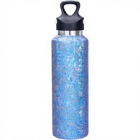 Botol Air Titanium 20 Oz Dinding Ganda Terisolasi, Tutup Flip, Vacuum Flask Portabel dengan Tali Bawa, Hadiah untuk Olahraga