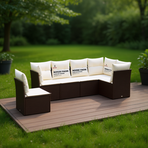 Ensemble de canapés de jardin Vizzi en rotin PE brun avec coussins en mousse haute densité imperméables, design contemporain - Product Image 2