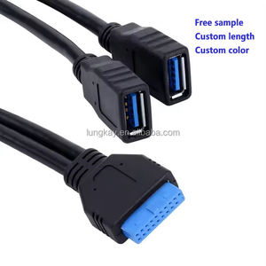 2 Ports USB 3.0 Type a Female to 20 Pin Motherboard <b>Adapter</b> Cable Cord 3A Fast <b>Charging</b> Computer Braided Shielding PVC Jacket - Product Image 4
