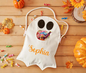 Sac à bonbons fantôme personnalisé avec monogramme, sac fourre-tout brodé personnalisé pour Halloween, sacs cadeaux pour friandises - Product Image 5