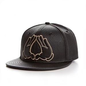 Made in Vietnam White Leather <b>Flat</b> Brim <b>Cap</b> with Embroidered Lettering Stylish Casual and Unique Headwear for Men and <b>Women</b> - Product Image 2