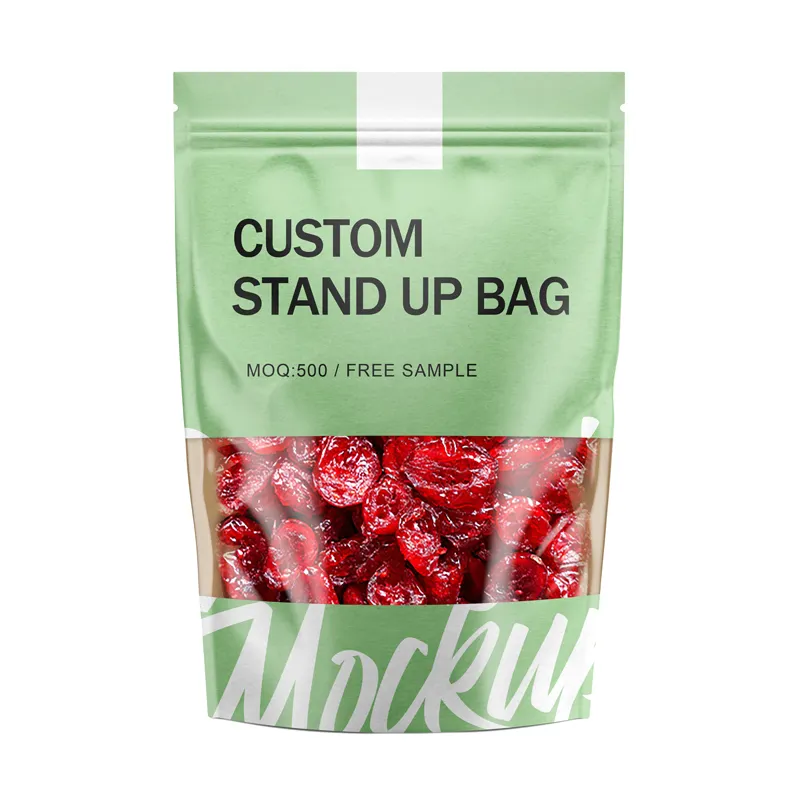 Sacchetto di materiale laminato stampato personalizzato imballaggio alimentare caramelle al cioccolato zucchero Stand Up sacchetto di imballaggio alimentare con finestra