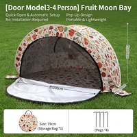 Kenpuaz Leuke campingtent met fruitpatroon, muskietengaasdeur, ademend, UPF 50, zonwering, 3-4 personen