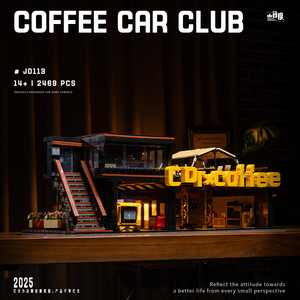 XJD JD113 2025 NOUVEAU MOC <span class=keywords><strong>Garage</strong></span> de réparation de voitures vintage et café-<span class=keywords><strong>club</strong></span>, kit de construction en briques pour enfants, cadeau, ensembles de blocs de construction - Product Image 2