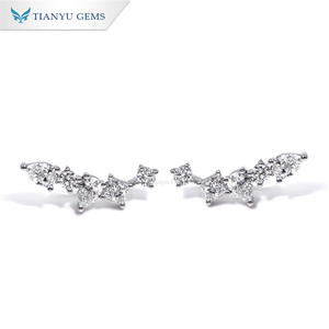 Tianyu S925 9K 10K 14K 18K oro joyería de lujo DEF VVS redondo princesa corte laboratorio crecer diamante HPHT Stud pendientes - Product Image 1