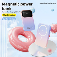 Batterie externe magnétique 5000 mAh, charge rapide sans fil magnétique PD 20W, design métallique ultra-fin