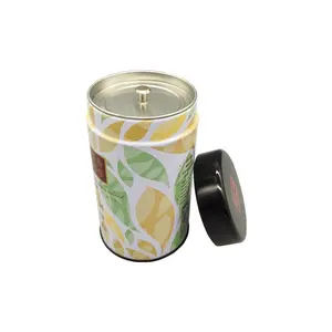 定制印刷圆形茶叶盒，带双盖茶罐，用于散茶