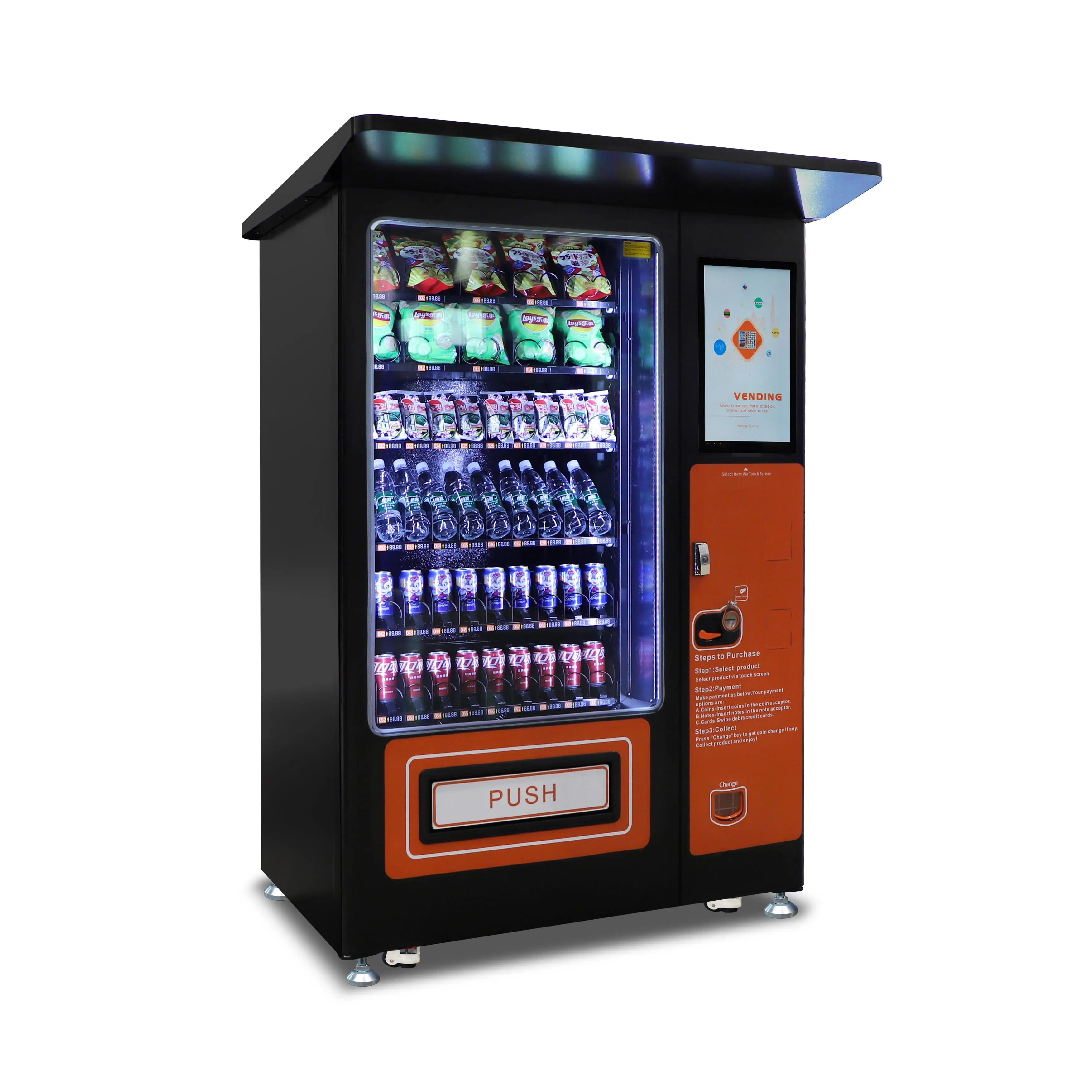 Age Verification Outdoor Vending Machine with drinks ,snacks, in the mall, street, supermarket, hospital, company