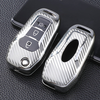 Coque souple en fibre de carbone TPU porte-clés de voiture pour Ford Fox MONDEO ESCORT porte-clés porte-clés sac usine directe