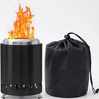 Poêle à bois portable simple en acier inoxydable, four à gazéification manuel pour camping extérieur alimenté au charbon de bois