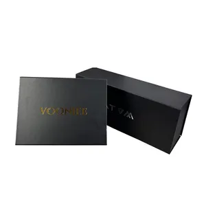 Luxury Small Black Fancy Magnetic Flip Top Gift Box Cosmetics Packaging For Garment And Dress Packaging Box