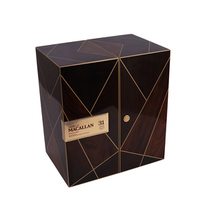 Caja de vino/<span class=keywords><strong>whisky</strong></span> de doble puerta personalizada-Elegante caja de almacenamiento de madera con diseño de marquetería, embalaje de regalo de lujo de alto brillo - Product Image 4