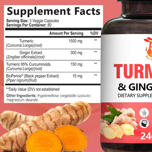 Cápsulas de Cúrcuma y Jengibre de Primera Calidad para el Apoyo de la Salud del Corazón y el Sistema Inmunitario, Suplemento Herbal Natural - Product Image 2
