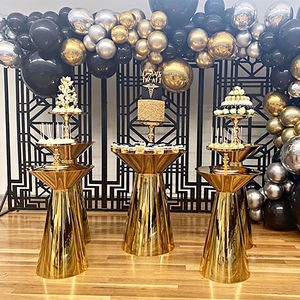 Modern Gold Design Stainless Steel Round Cake <b>Table</b> for Wedding Decorations - Product Image 3