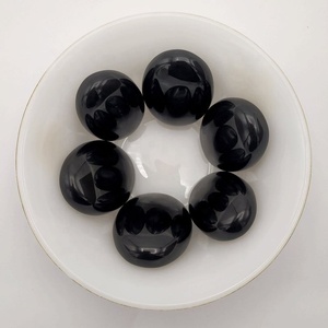 Natural <b>Black</b> Obsidian Palm Stone Oval <b>Polished</b> Gemstone Carved Crystal for Meditation Grounding Stress Relief - Product Image 5