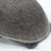 Prothèse capillaire complète en dentelle suisse pour homme âgé, système de remplacement capillaire en cheveux humains véritables avec cheveux gris