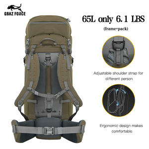 Sac à dos de chasse Gaf 65L en nylon 500D avec bretelles réglables, cadre en fibre de carbone, pour sports de plein air, unisexe, vert Ranger - Product Image 3