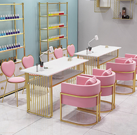 Table et chaises de manucure modernes en métal Table à ongles multifonctionnelle pour salon de beauté et centre commercial
