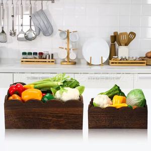 Wooden <b>Storage</b> Box Rectangle Large Capacity Food <b>Storage</b> <b>Kitchen</b> Vegetable Fruit Organizer - Product Image 1