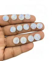 Pierres précieuses rondes en pierre de lune naturelle, taille brillant, avec iridescence, pour la création de bijoux
