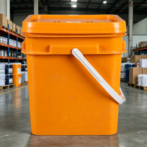Square Plastic Pail with <b>Lid</b> & Handle Heavy Duty PP Square Bucket <b>for</b> <b>Paint</b> Coating Chemical Storage - Product Image 6