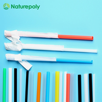 Pailles compostables certifiées BPI en PLA, 8 couleurs, 12 mm de large, pour bubble tea, vente en gros directe d'usine