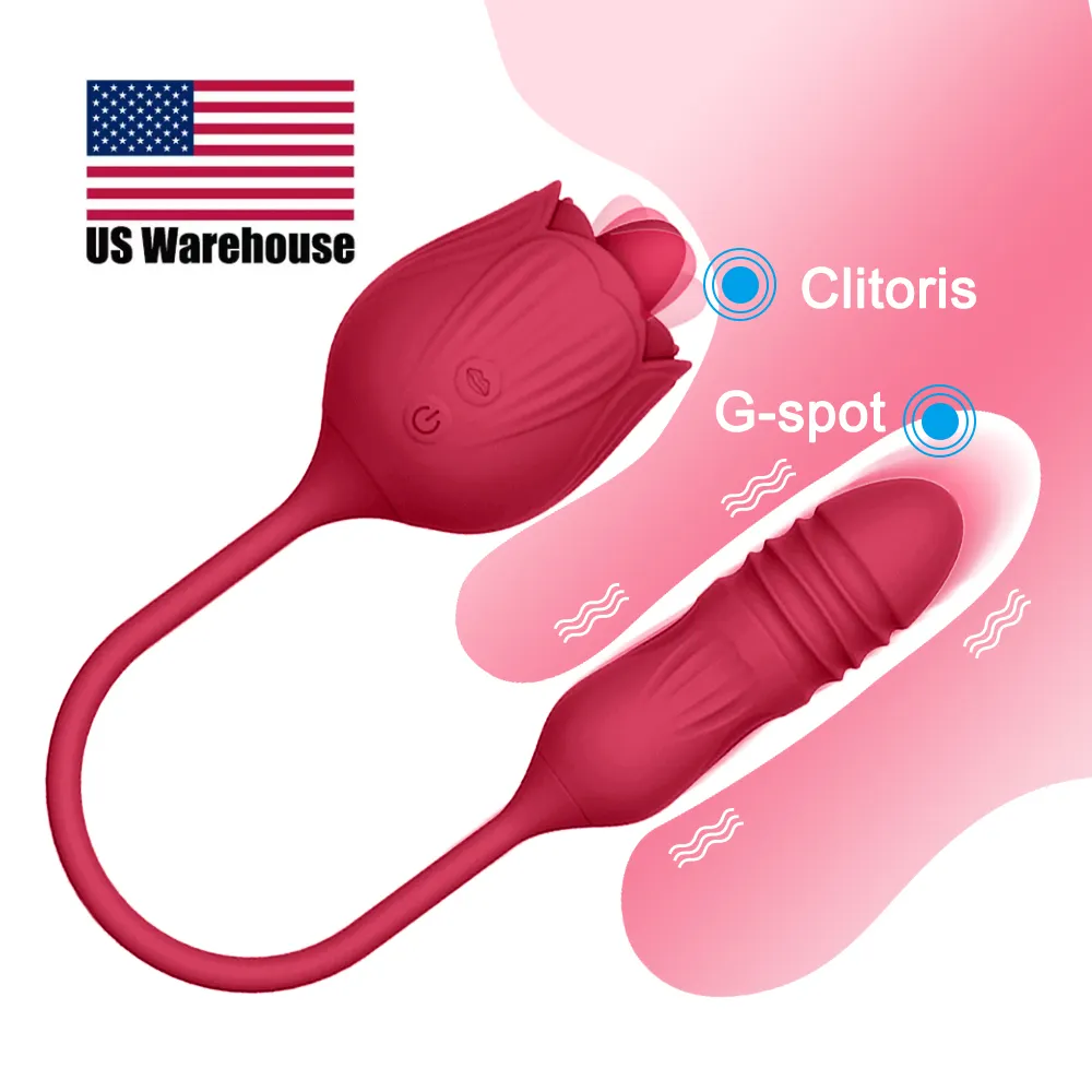 USA Warehouse Rose Vibrator Sex Toy For Woman And Men Cock Ring Massage Masturbation Sexy Toy Automatic Sex Toy Dildos for