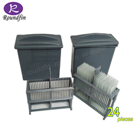 Roundfin Microscope Slide Staining Rack 12 Pcs Pathology Plastic Slide Staining Jar and Rack