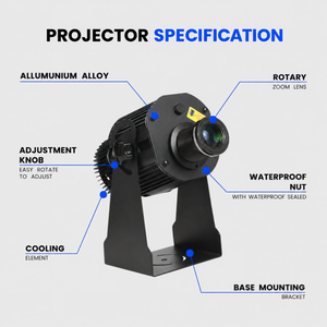 <span class=keywords><strong>Proiettore</strong></span> <span class=keywords><strong>LED</strong></span> RGB Gobo 160W IP65 Impermeabile - Luce di Proiezione Personalizzata per Attraversamenti Pedonali con Struttura in Alluminio per Esterni - Product Image 2