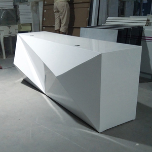 आधुनिक सफेद छोटे घुमावदार रिसेप्शन काउंटर सौंदर्य सैलून स्टोर के सामने डेस्क - Product Image 6