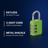 Cadenas à code renforcé anti-vol SAMHOO de haute qualité, en alliage de zinc multicolore