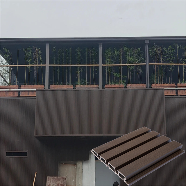 3D Fluted WPC Wall Cladding Outdoor Wood PVC Composite Wall Panel Outside Co Extrusion Paneling for Villa Siding Decoration