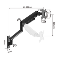 Support mural pour moniteur réglable en hauteur de 15 à 32 pouces en acier et plastique avec fonction pivotante