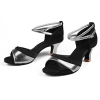 Chaussures de danse de salon argentées 806, talon de 5 cm, chaussures de danse latine