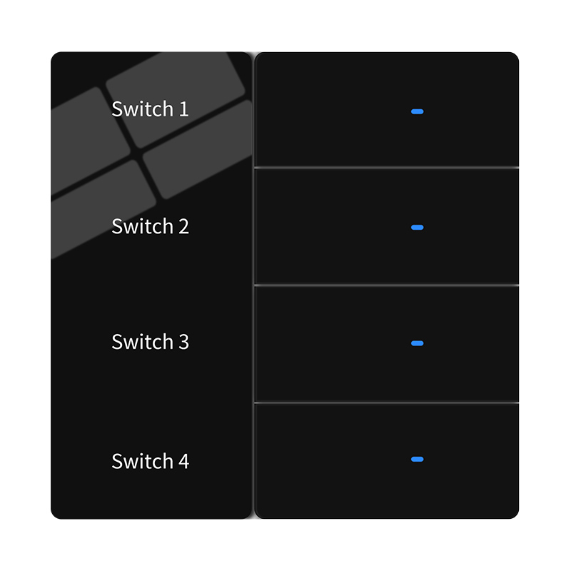 Interruptor de pantalla LED de 4 canales - Negro