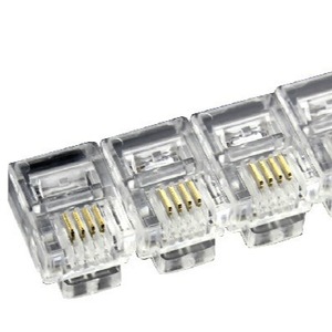 Connecteur RJ11 Crystal 6P4C 4 broches plaqué or à sertir mâle en plastique transparent en vrac 100 pièces - Product Image 2