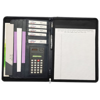 Porte-documents en cuir PU A4 Modernqiu avec calculatrice, bloc-notes, dossier de présentation d'affaires
