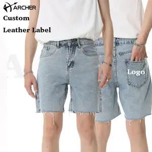 Wholesale Vintage Washed Black Loose Jorts Manufacturers Custom Low Rise Jorts Baggy Distressed Raw Edges Jean Jorts Shorts Men