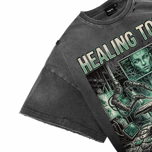 T-shirts pour hommes en coton délavé à l'acide, respirants, avec impression personnalisée Future Intelligence, coutures droites, manches courtes, col rond - Product Image 4