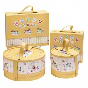 Caja de Regalo Sorpresa de Papel Recubierto de Alta Gama con Diseño de Animales de Dibujos Animados para el Día del Niño, Forma Redonda, Ecológica - Product Image 1