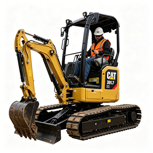 Excavadora Hidráulica Mini Usada Caterpillar Cat 301.7CR de 1.8 Toneladas, Incluye Motor, Caja de Cambios, Bomba de Engranajes, Rodamientos y PLC - Product Image 1