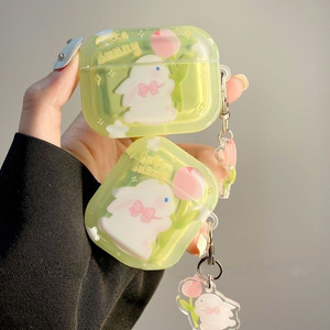 Para AirPods 4/1/2/Pro 2 minimalista Floral conejito auricular funda fresca estética diseño funda protectora - Product Image 1