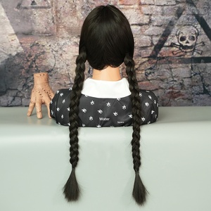 Perruque Adams Wednesday la plus vendue avec franges, longues tresses, en soie haute température, couvre-tête complet TH006 pour cosplay et jeux de rôle - Fabricants - Product Image 2