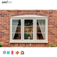 Ventana Abatible de Aluminio con Marco Negro Moderno AMJ NFRC AS2047, Ventanas de Repuesto de Alto Rendimiento con Doble Acristalamiento para Casas