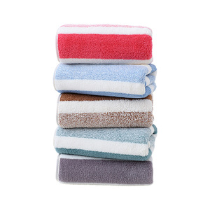 Serviette de visage rayée en polaire corail Jin Ao 75x35cm, absorbante et épaisse, pour le bain et les soins du visage - Product Image 5