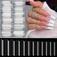 240 pièces/boîte, faux ongles XXL extra droits, longs, carrés, forme cercueil, courbés en C, en ABS, pour manucure, salon et outils de nail art