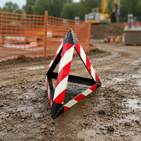 Cône de signalisation triangulaire en fer / Grand cône de signalisation avec panneau d'avertissement, robuste, 50 cm, pour chantier extérieur