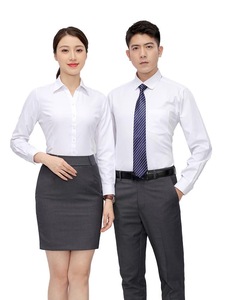 Chemises d'été formelles en coton pour hommes et femmes, à manches longues, coupe moderne, disponibles en tailles 2XL-4XL, style uniforme, logo personnalisé - Product Image 1