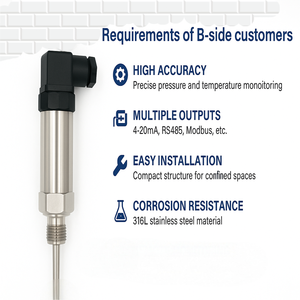 BST M20 * 1.5 <span class=keywords><strong>Plug</strong></span>-in Tích hợp cảm biến nhiệt độ 4-20mA 0-10V 0-5V Đầu Ra PT100 nhiệt độ Transmitter RS485 - Product Image 4